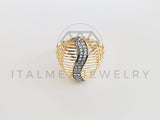 Anillo de Lujo - 102333 - Anillo Placa Bitono CZ Clara Oro Laminado 18K