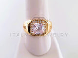 Anillo Caballero de Lujo - 103917 - Diseño Cuadrado CZ Clara Oro Laminado 18K