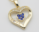 Juego de Lujo - 106427 - Juego de Corazon "Love" CZ Azul Oro Laminado 18K