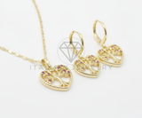 Juego de Lujo - 106428 - Juego de Corazon y Arbol Rosa CZ - Oro Laminado 18K