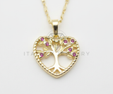 Juego de Lujo - 106428 - Juego de Corazon y Arbol Rosa CZ - Oro Laminado 18K