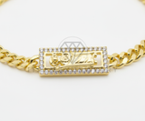 Pulsera de Lujo - 106435 - Pulsera San Judas medalla chica CZ Clara -  Oro Laminado 18K