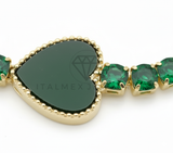 Pulsera de Lujo - 106441 - Pulsera Corazon Piedras Verdes - Oro Laminado 18K