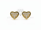 Arete de Lujo - 106456 - Broquel Corazon CZ Clara - Oro Laminado 18K