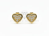 Arete de Lujo - 106456 - Broquel Corazon CZ Clara - Oro Laminado 18K