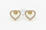 Arete de Lujo - 106462 - Broquel Corazon CZ Clara - Oro Laminado 18K