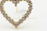Arete de Lujo - 106462 - Broquel Corazon CZ Clara - Oro Laminado 18K