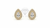 Arete de Lujo - 106465 - Broquel Lágrima CZ Clara - Oro Laminado 18K