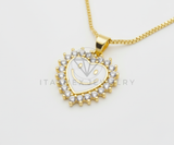 Collar Elegante - 106475 - Collar Corazon Blanco con Carita Feliz CZ Clara - Oro Laminado 18K