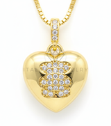 Collar Elegante - 106478 - Collar Corazon con Osito CZ Clara - Oro Laminado 18K