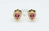 Arete de Lujo - 106529 - Broquel Corazon CZ Clara y Rosa - Oro Laminado 18K