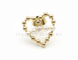 Arete de Lujo - 106543 - Broquel Corazon con Perlas - Oro Laminado 18K