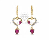 Arete de Lujo - 106552 - Huggie Corazones CZ Clara y Rosa - Oro Laminado 18K