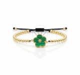 Pulsera de Lujo - 106633 - Pulsera Ajustable Flor Verde Estilo Diseñador Europeo - Oro Laminado 18K