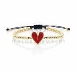 Pulsera de Lujo - 106656 - Pulsera Ajustable Corazon Rojo - Oro Laminado 18K