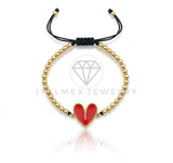 Pulsera de Lujo - 106656 - Pulsera Ajustable Corazon Rojo - Oro Laminado 18K