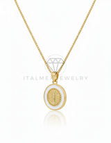 Collar Elegante - 106658 - Collar Virgen de Guadalupe Blanca - Oro Laminado 18K