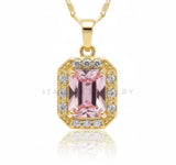 Juego de Lujo - 106663 - Juego CZ Rosa y Clara - Oro Laminado 18K