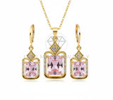 Juego de Lujo - 106674 - Juego CZ Rosa y Clara - Oro Laminado 18K