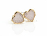 Arete de Lujo - 106686 - Broquel Corazon Blanco - Oro Laminado 18K