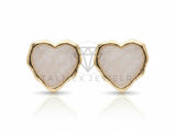 Arete de Lujo - 106686 - Broquel Corazon Blanco - Oro Laminado 18K