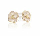 Arete de Lujo - 106691 - Broquel Flor Rosa Clara - Oro Laminado 18K