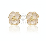 Arete de Lujo - 106691 - Broquel Flor Rosa Clara - Oro Laminado 18K