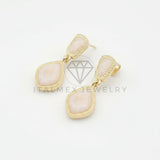 Arete de Lujo - 106696 - Aretes Colgantes Rosa Clara de Diferentes Formas - Oro Laminado 18K
