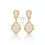 Arete de Lujo - 106696 - Aretes Colgantes Rosa Clara de Diferentes Formas - Oro Laminado 18K