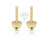 Arete de Lujo - 106763 - Huggie Corazón CZ Verde - Oro Laminado 18K