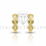 Arete de Lujo - 106768 - Huggie Corazones CZ Amarilla - Oro Laminado 18K