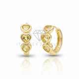 Arete de Lujo - 106768 - Huggie Corazones CZ Amarilla - Oro Laminado 18K