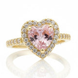 Anillo de Lujo - 106773 - Anillo Ajustable Corazon CZ Rosa y Clara - Oro Laminado 18K