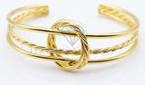 Pulsera de Lujo - 106779 - Pulsera Ajustable Texturizada y Lisa - Oro Laminado 18K
