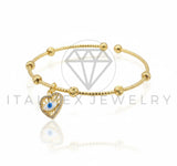 Pulsera de Lujo - 106781 - Pulsera Ajustable Corazon de Ojo Turco CZ Clara - Oro Laminado 18K