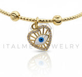Pulsera de Lujo - 106781 - Pulsera Ajustable Corazon de Ojo Turco CZ Clara - Oro Laminado 18K