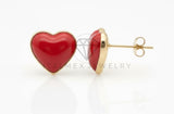 Arete de Lujo - 106822 - Arete Corazon Rojo - Oro Laminado 18K