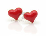 Arete de Lujo - 106822 - Arete Corazon Rojo - Oro Laminado 18K