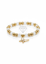 Pulsera de Lujo - 106833 - Pulsera Mariposa Blanca y CZ Clara - Oro Laminado 18K