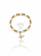 Pulsera de Lujo - 106833 - Pulsera Mariposa Blanca y CZ Clara - Oro Laminado 18K