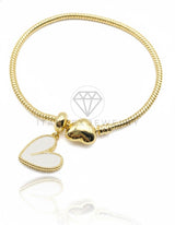 Pulsera de Lujo - 106839 - Pulsera Corazon Blanca y Oro Laminado 18K