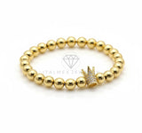 Pulsera de Lujo - 106845 - Pulsera Corona CZ Clara - Oro Laminado 18K