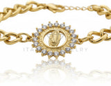 Pulsera de Lujo - 106861 - Pulsera Ajustable Virgen de Guadalupe CZ Clara - Oro Laminado 18K