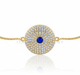 Pulsera de Lujo - 106866 - Pulsera Ajustable CZ Azul y Clara - Oro Laminado 18K
