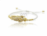 Pulsera de Lujo - 106868 - Pulsera Ajustable Blanca San Judas CZ Clara - Oro Laminado 18K