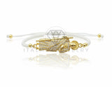 Pulsera de Lujo - 106868 - Pulsera Ajustable Blanca San Judas CZ Clara - Oro Laminado 18K
