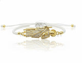 Pulsera de Lujo - 106868 - Pulsera Ajustable Blanca San Judas CZ Clara - Oro Laminado 18K