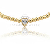 Pulsera de Lujo - 106869 - Pulsera Ajustable Corazon CZ Clara - Oro Laminado 18K