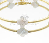 Pulsera de Lujo - 106874 - Pulsera Ajustable Diseño Europeo Blanca- Oro Laminado 18K