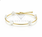Pulsera de Lujo - 106874 - Pulsera Ajustable Diseño Europeo Blanca- Oro Laminado 18K